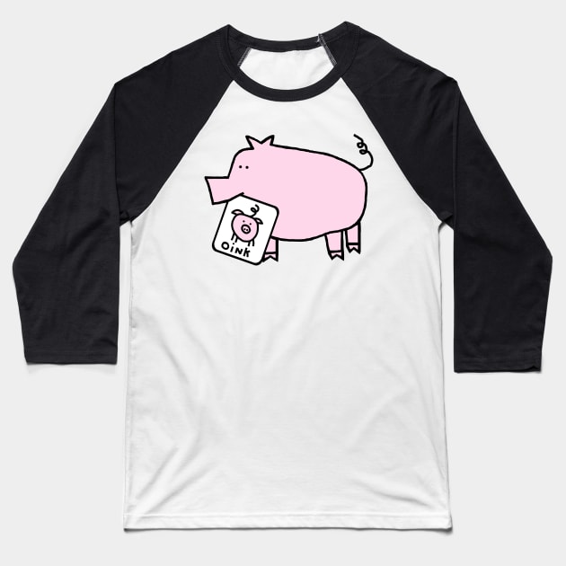 Cute Pig Self Portrait Baseball T-Shirt by ellenhenryart